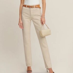 Reformation Cynthia High Rise Straight Jeans in Beige / Cream